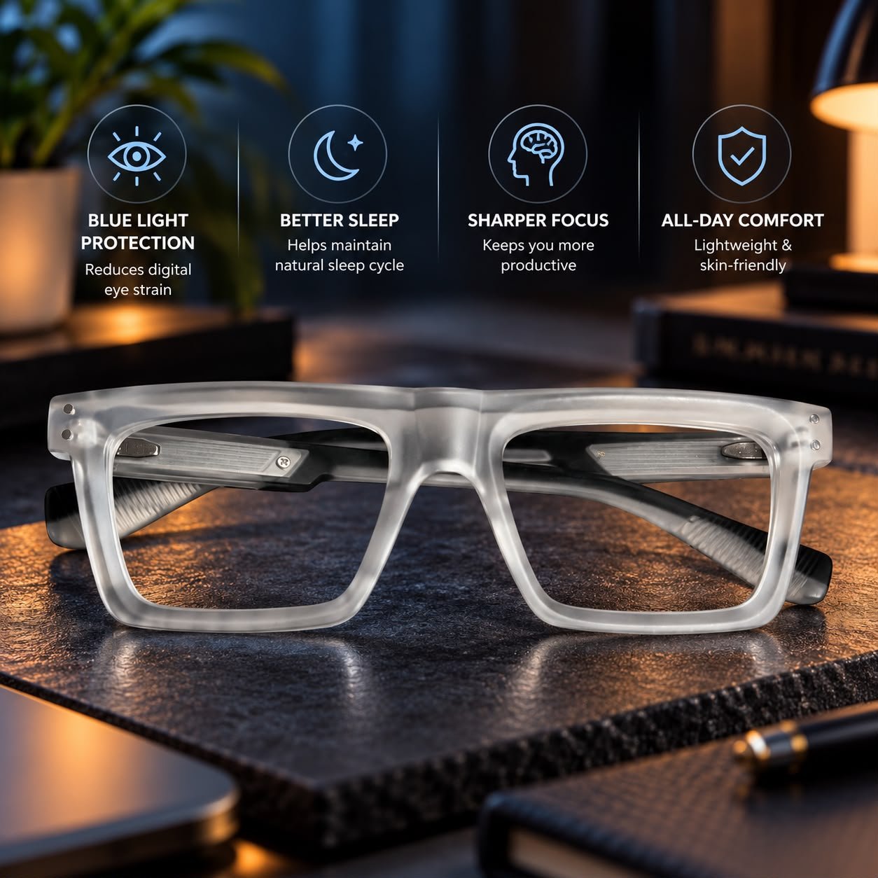 Sanwaliyas Premium Transparent Blue Light Blocking Glasses for Men & Women - Image 3