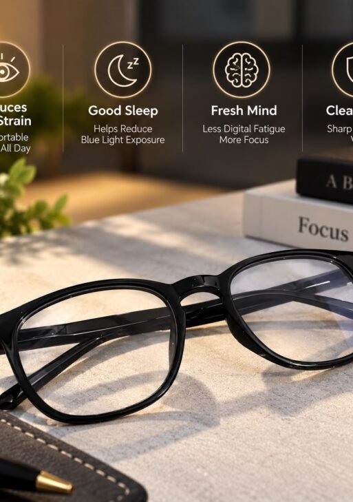 Sanwaliyas Premium Black Round Blue Light Blocking Glasses for Men & Women