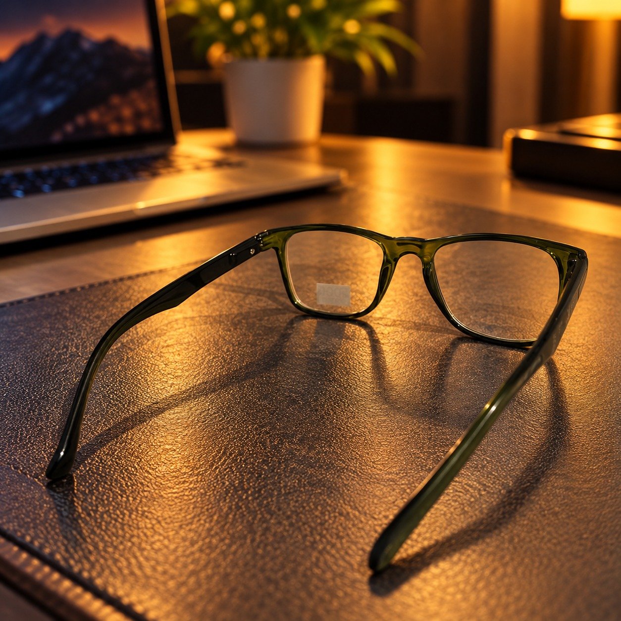 Sanwaliyas Olive Green Transparent Rectangular Eyeglasses blue light Frame for Men & Women - Image 3
