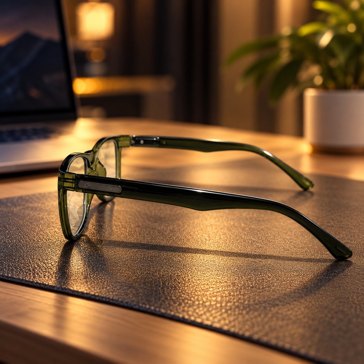 Sanwaliyas Olive Green Transparent Rectangular Eyeglasses blue light Frame for Men & Women - Image 5