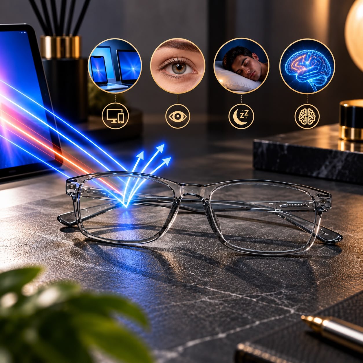 Sanwaliyas Blue Cut Computer Glasses for Men & Women, Transparent Grey Rectangular Frame - Image 5