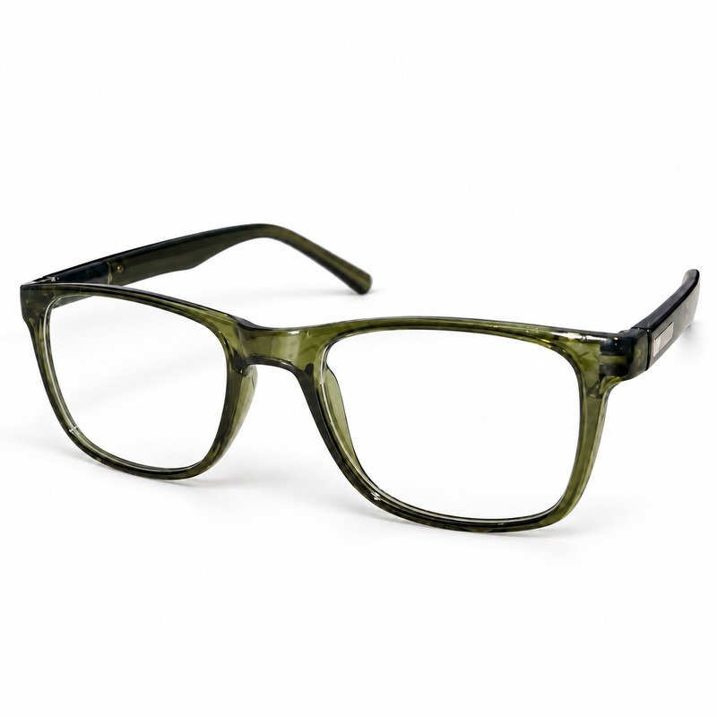 Sanwaliyas Olive Green Transparent Rectangular Eyeglasses blue light Frame for Men & Women